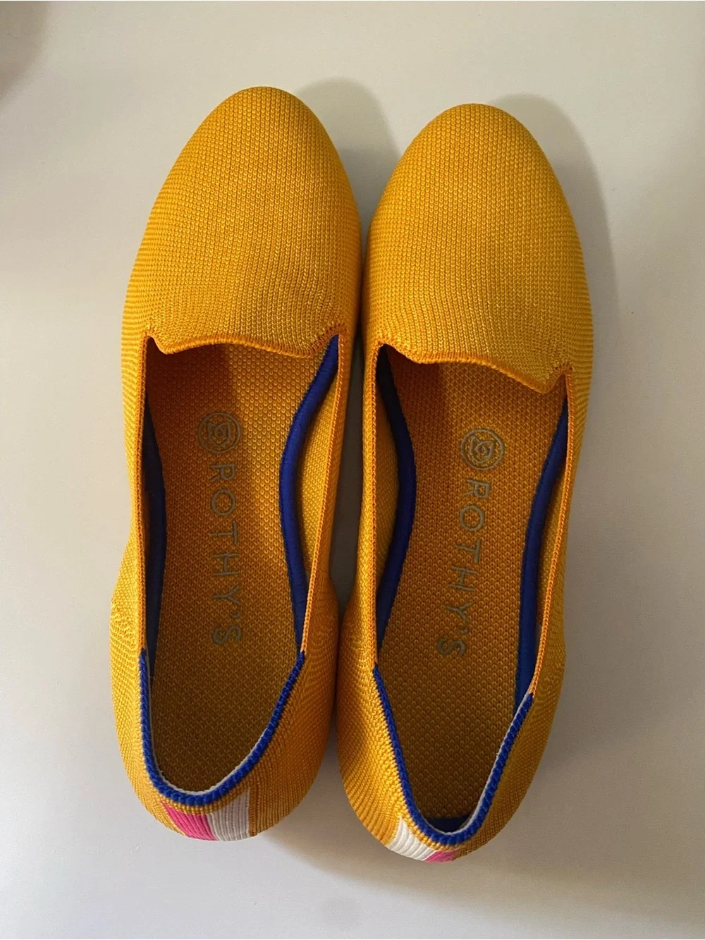 Rothys Lemondrop Yellow Round Toe Knit Flats Slip On Women’s Size US 7.5